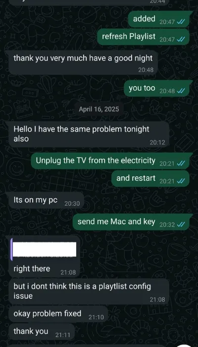 Skärmbild från WhatsApp på engelska. 4